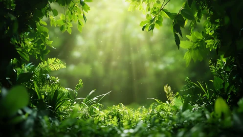 Forest Understory Bokeh Composition: Chlorophyll-Saturated Leafwork Depth.