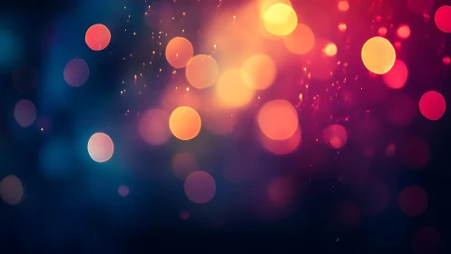 Vibrant bokeh lights in abstract style with warm and cool tones.