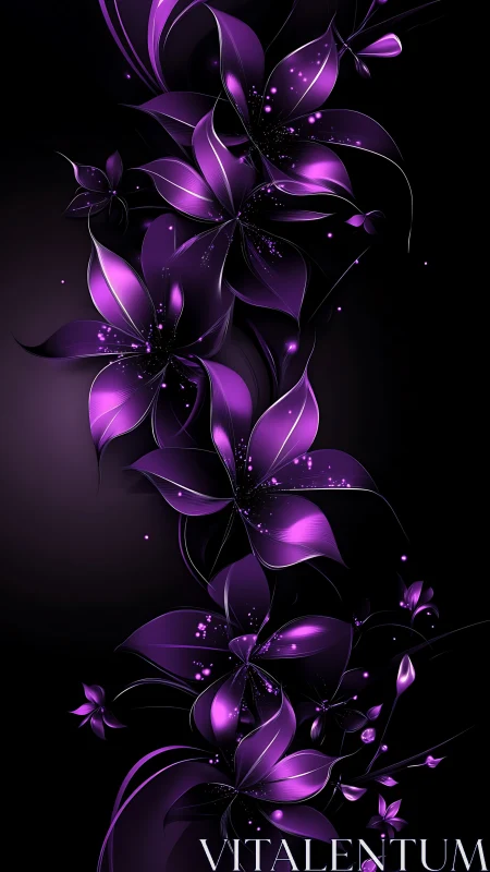 Luminescent Floral Forms Against Dark Background