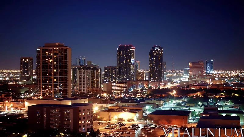 City skyline glows gently under a calm and endless night