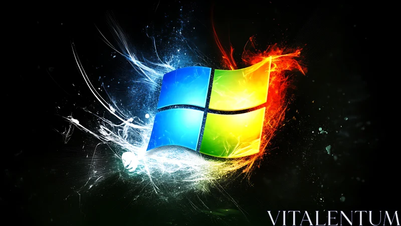 Windows-style quad-panel logo with dual color energy field.