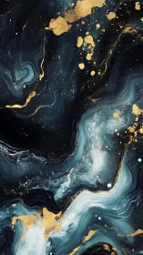 Dark swirling abstract marble with bold gold accents.
