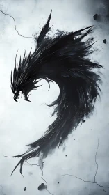 Storm-borne shadow dragon coils like ink on cracked ice