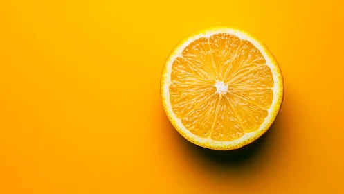 Citrus half on vibrant yellow minimal background.