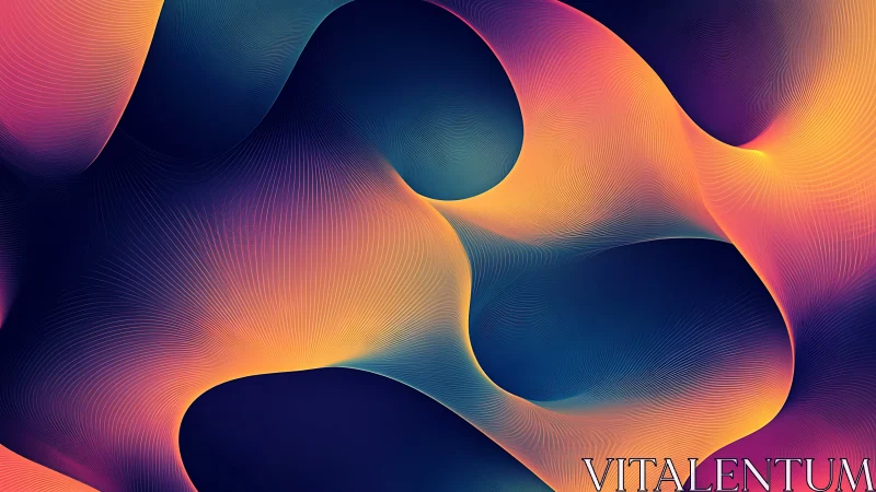 Gradient waveforms form luminous abstract topological surface