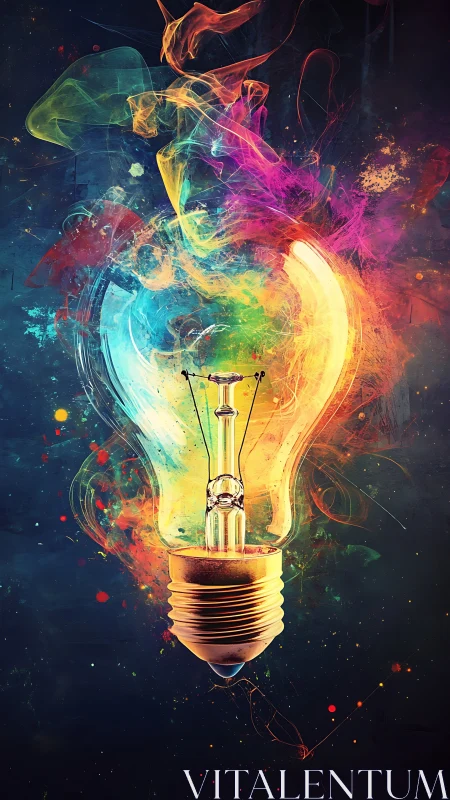 Chromatic light bulb with swirling spectral smoke plumes