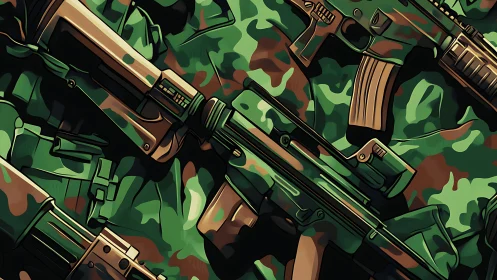 Camouflage patterns quietly cradle sleek tactical rifles