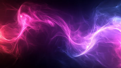 Neon plasma stream curves across a dark gradient void