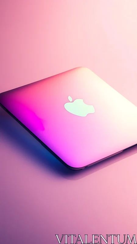 MacBook's Dreamy Gradient Glow in Soft Pink Light.