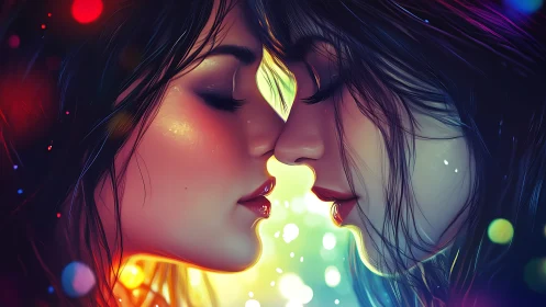 Luminescent Profile: Neon-Infused Ethereal Portrait Study.