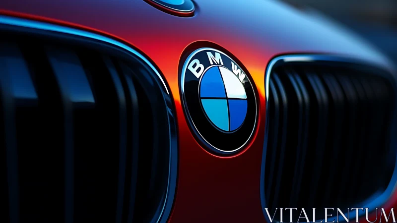 BMW kidney grille closeup with vibrant metallic glow.