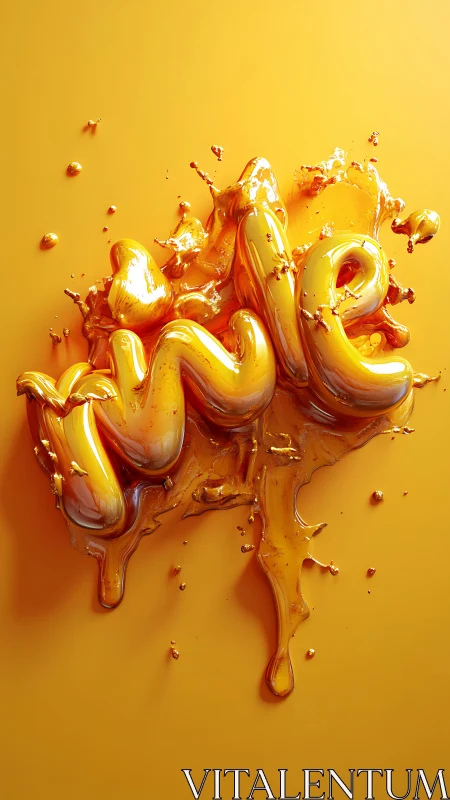 3D honey-lettering typography with viscous golden splashes.