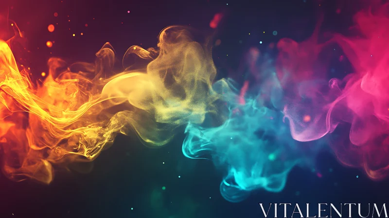 Prismatic smoke waves drifting across a deep void.