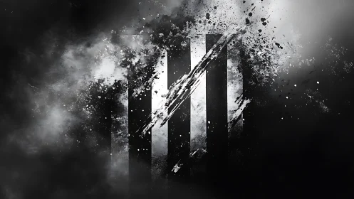 Storm of monochrome stripes drifting through soft chaos.