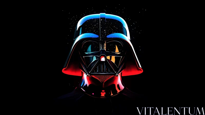 Dark sci fi helmet rendered with neon rim lighting in profile