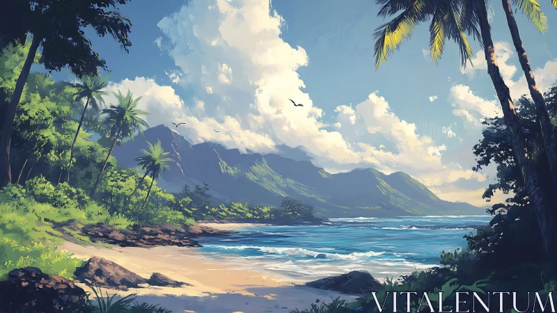 Tropical Paradise Where Mountains Kiss Turquoise Waves