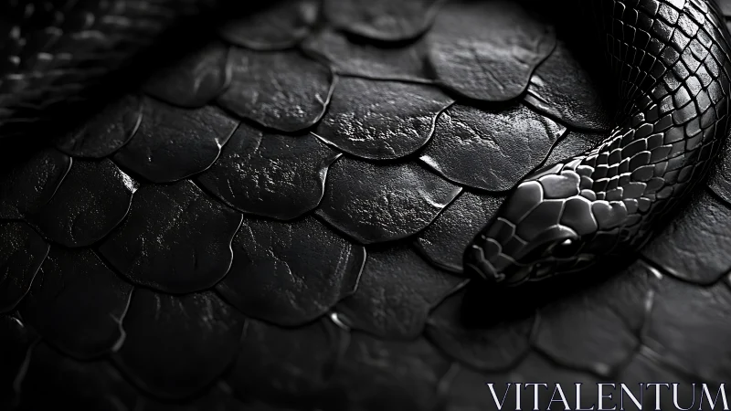 Midnight serpent resting over a sea of dark scales.