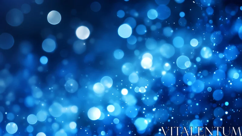 Abstract blue bokeh lights background with glowing orbs effect.