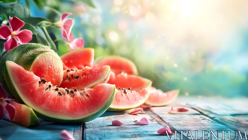 Juicy watermelon slices invite a bright, refreshing summer pause
