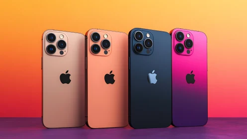 Four iPhone Pro Models Gleaming in Brilliant Jewel Tones.