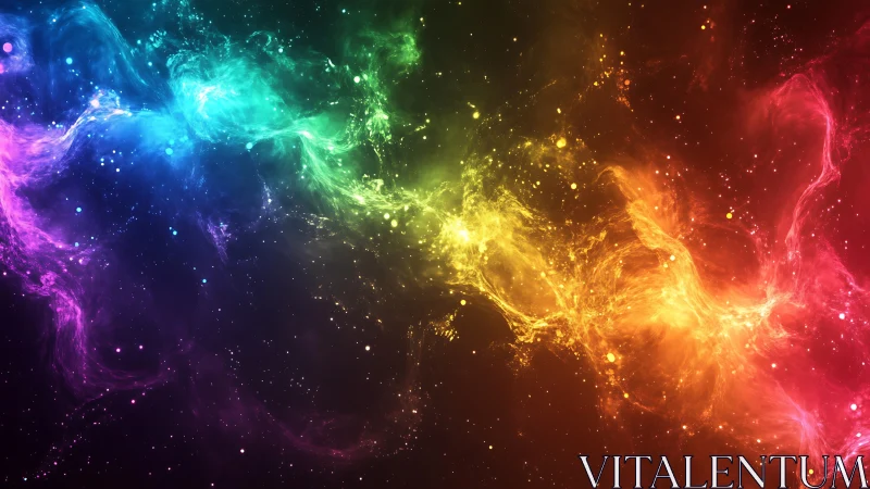 Spectral nebula filaments form a continuous multicolor plasma arc