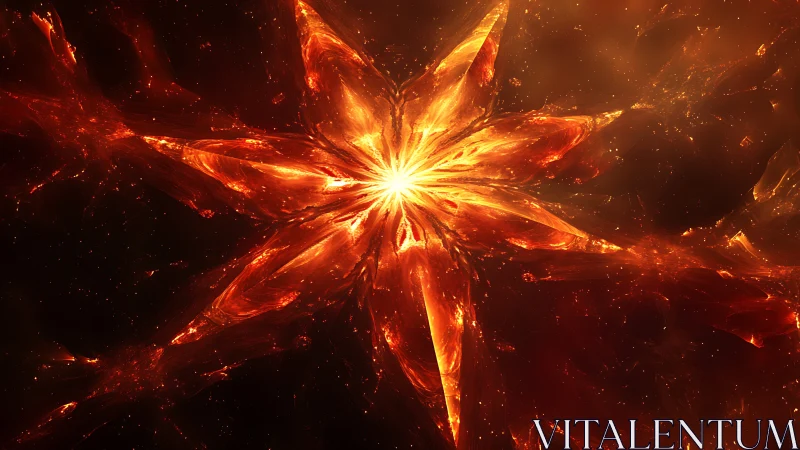 Fiery fractal starburst forms radiant symmetrical core