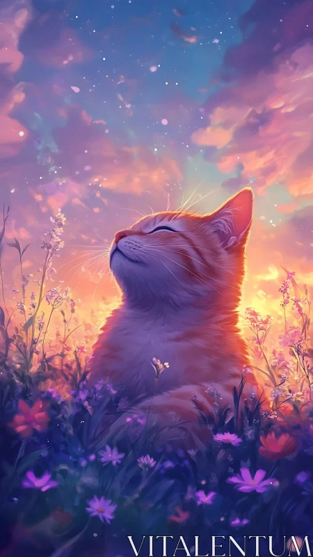 Whisker-Crowned Dreamer Under Aurora's Bloom.