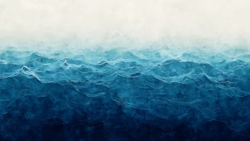 Oceanic gradient waves rendered in layered abstract brushwork