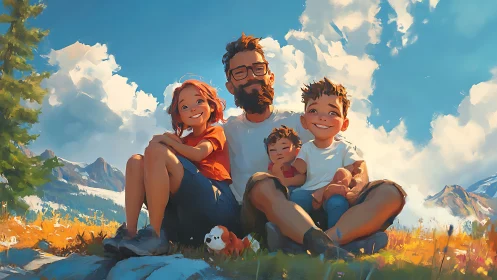 Family Portrait in Alpine Meadow.