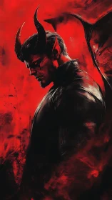Horned demon profile cuts through red infernal smoke.