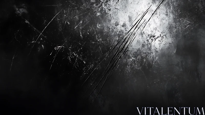 Noir scratchstorm erupts across scarred metallic void.