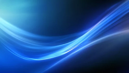 Luminous blue light waves flow across a deep digital void