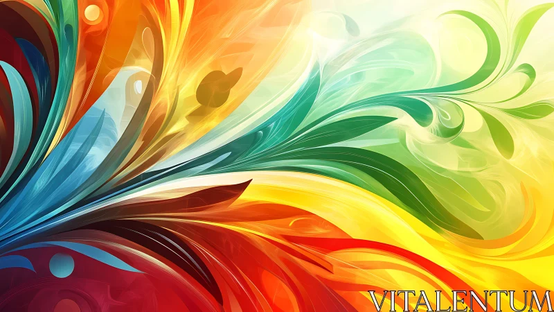 Spectrum radial flourish with layered translucent color streams