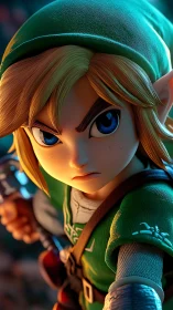 Hyper-detailed fantasy archer in dynamic close combat stance.