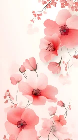 Soft gradient floral composition with ethereal translucent petals and dark stamens