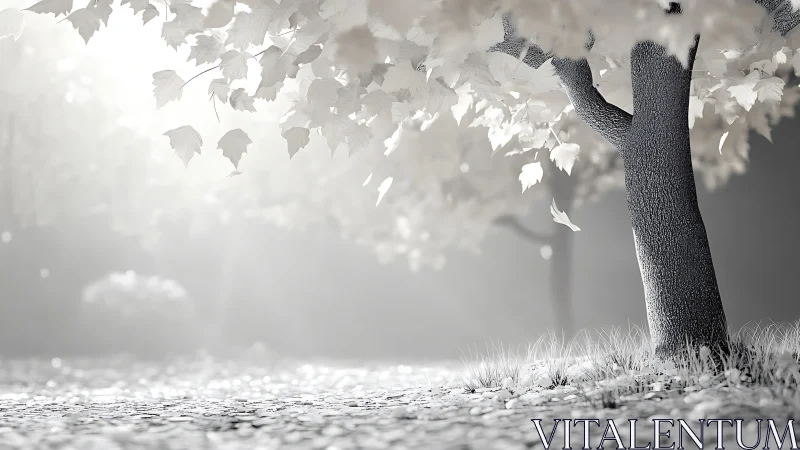 Whispering silver trees dreaming in a soft morning hush.