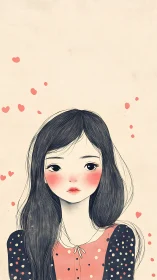 Softhearted daydream girl in polka dusk and coral hush.
