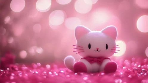 Fuzzy Felidae Character Rendered With Subsurface Scattering in Pink Bokeh Environment