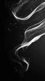 Curved luminous particle trails form layered ribbons in black space