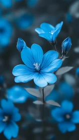 Luminous Blue Flora in Selective Focus Composition.