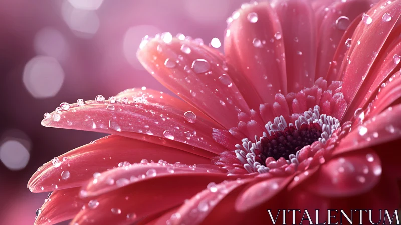 Dewdrop Ballet: Pink Petals Glistening with Crystalline Magic