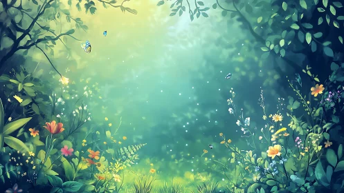 Enchanted Garden Where Butterflies Dance Through Luminous Blooms