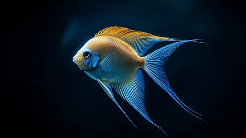 Luminous angelfish rendered in high-contrast photoreal detail