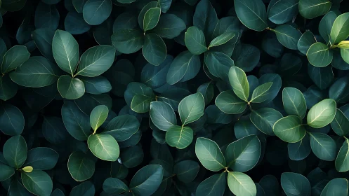 Moody botanical close-up isolates glossy ovate foliage