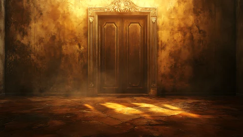 Golden doorway in warm light, inviting quiet curiosity.
