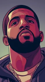 Sunlit streetwear portrait in bold graphic color tones.