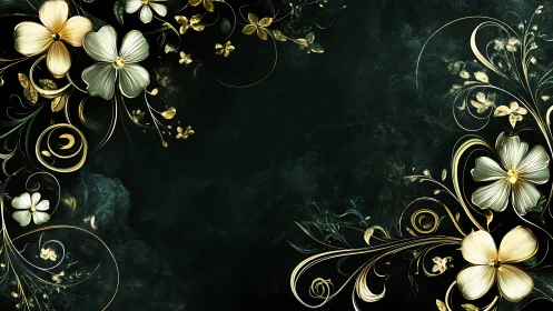 Elegant Floral Ornament in Cream and Gold