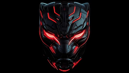 Neo-panther cyber helmet glows with fierce red energy