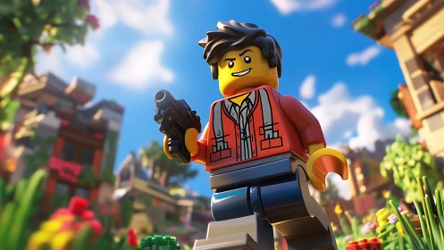 3D Lego hero character in vibrant cinematic close-up shot.