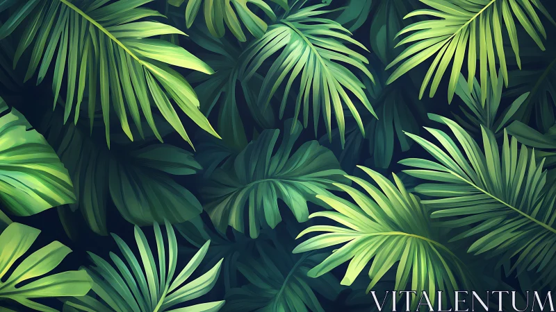 Lush tropical leaves weaving a calm jungle daydream.